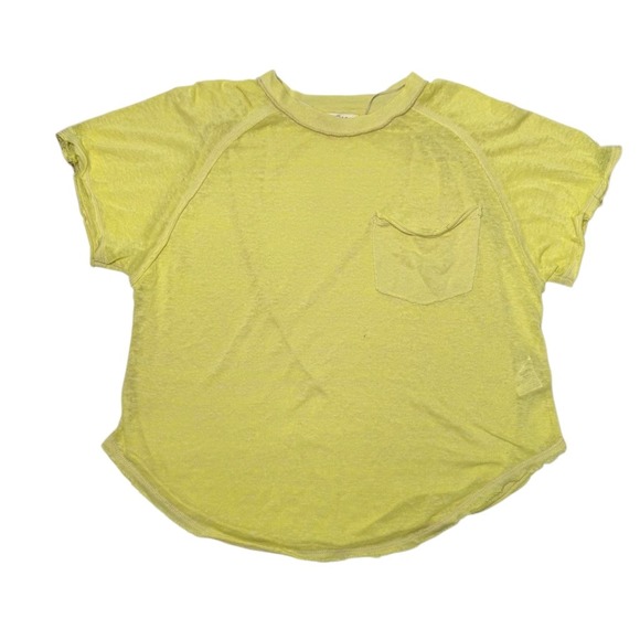 Free People We the Free Yellow Oversized Tee Women's Size Small - Picture 1 of 5